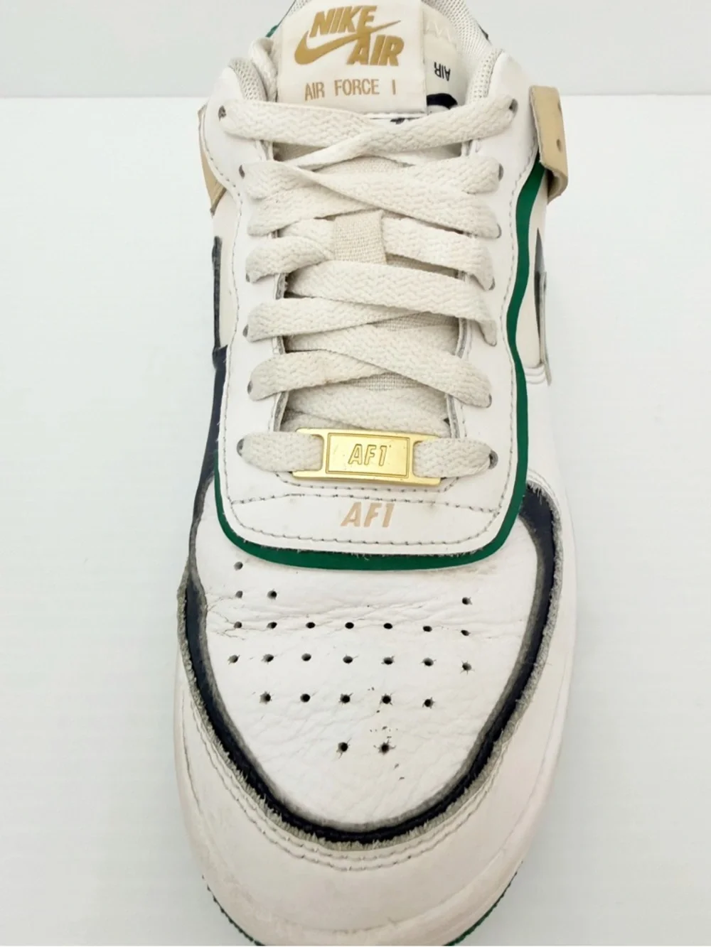 Nike Air Force 1 Shadow Women's Sneakers - White/Malachite/Sesame - 8
